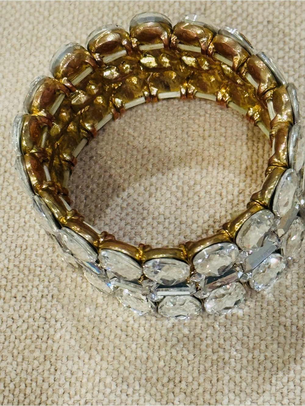 Gold-Tone Stretch Bracelet with Clear Crystal Accents - Picture 6 of 7
